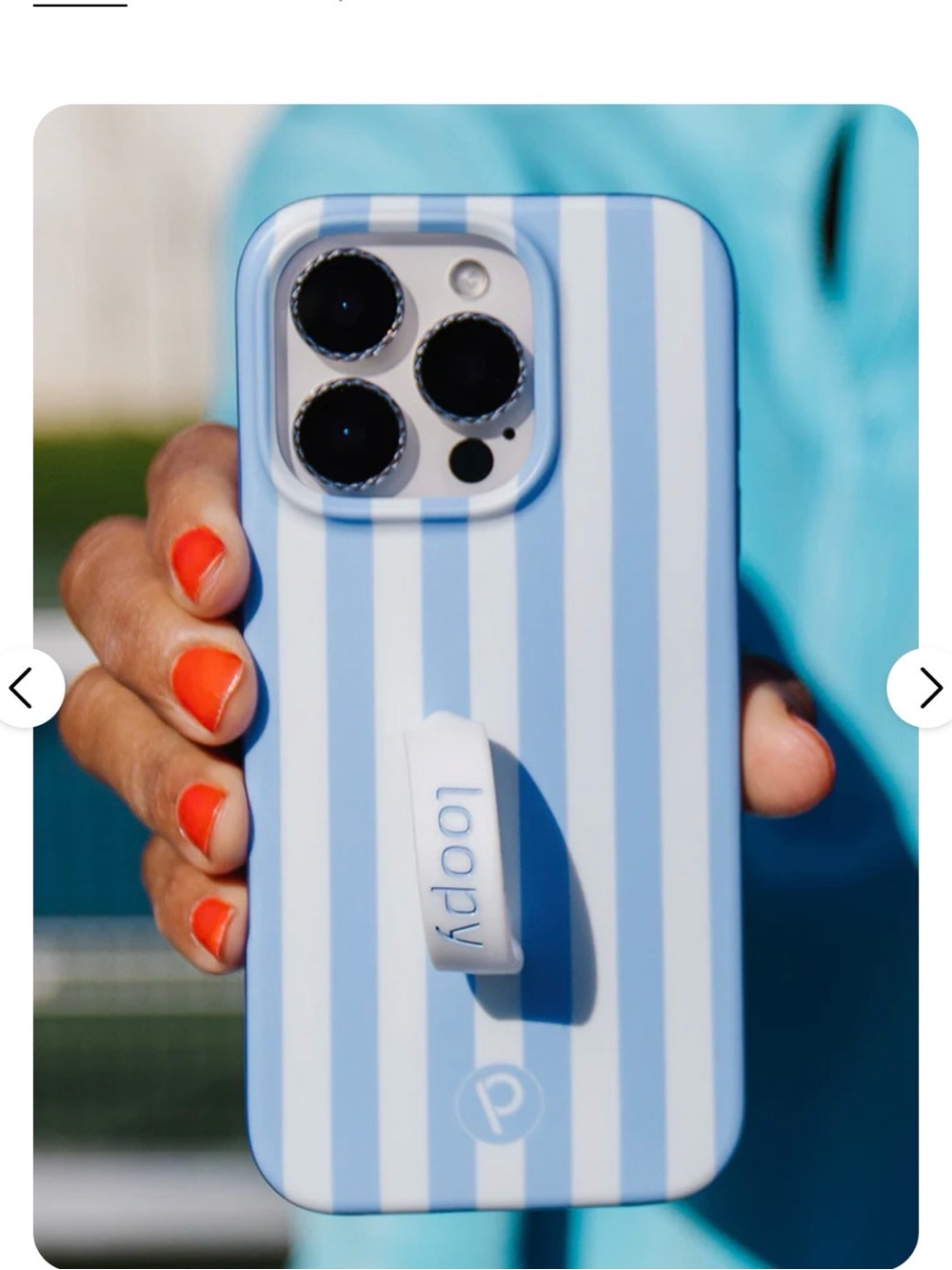 Loopy Case Blue & White Striped Phone Case with right loopy - iPhone 16 pro